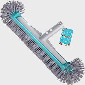 Swimming Pool Brush Head with Round Ends 17.5 Premium Nylon Bristles with EZ Clips (Blue Grey