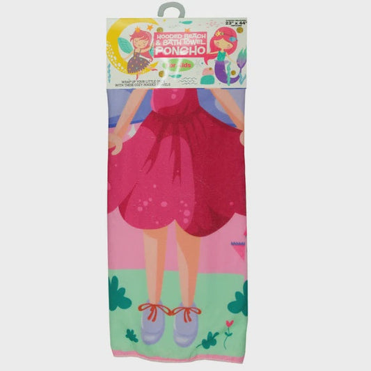 Hooded Beach and Bath Towel Poncho for Kids Assorted Designs Kole Imports